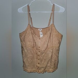 Aerie Beige Floral Embroidered Camisole
